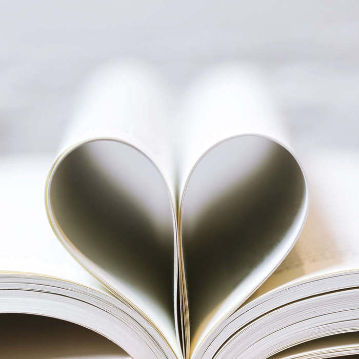 Large thumb book pages as a heart