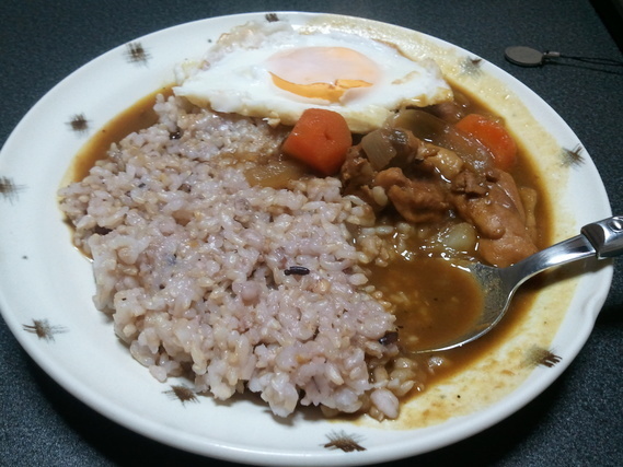 卵を乗せたカレー