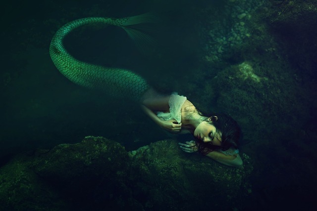海で寝る人魚