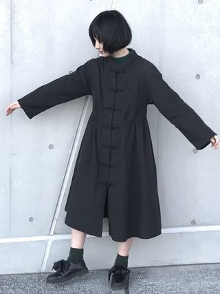 コットンネルチャイナボタンワンピース