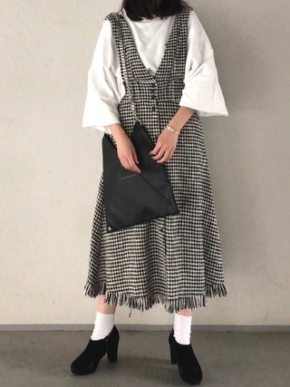 千鳥柄ワンピ