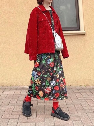 花柄ワンピコーデ