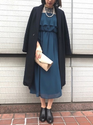 レーススリーブロングワンピース